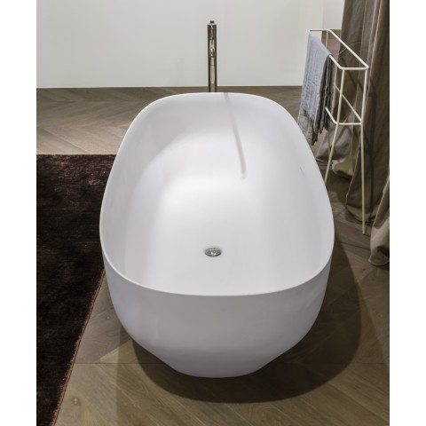 Vasca da bagno ovale in Ceramilux lucido o opaco di modello Ago di Antonio Lupi