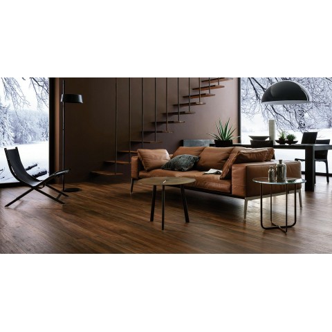 Porcelain tile wood effect "Treverkway by Marazzi" chestnut color for livingroom